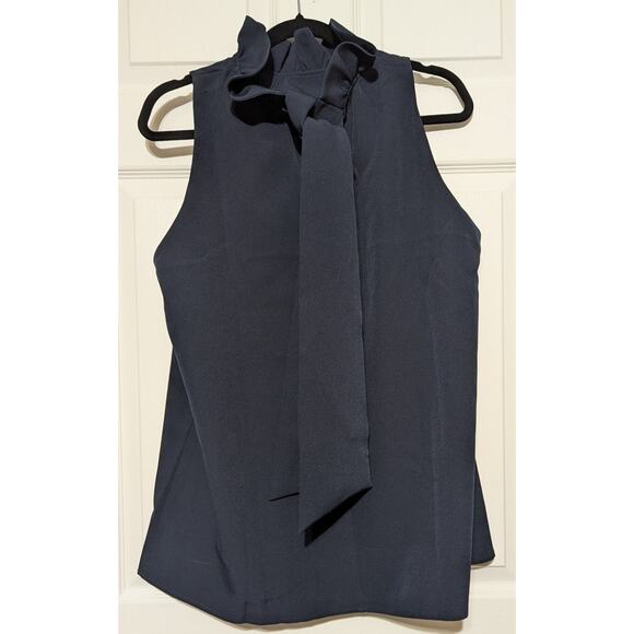 Tuckernuck Navy Mason Top Sleeveless Bow Tie Back Flowy Lightweight Blouse, XL - Picture 8 of 10